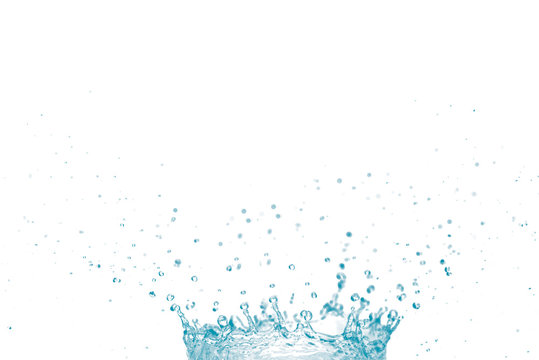 Blue water splash isolated on white background.