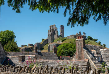 Corfe Castle ruin Dorset England