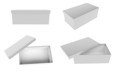 Gray empty shoe box. 3d rendering illustration isolated