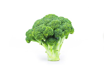 Delicious fresh broccoli, isolated on white background