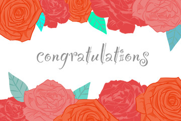 Flower card roses peony congratulations 