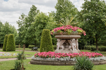 Peaceful gardens view in Regent's Park, London.  No people