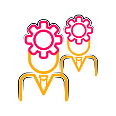 Colored business teamwork icon on white background. Business concept - Vector