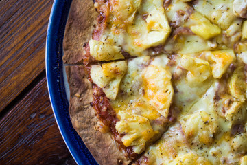 Homemade tasty pizza slim edge ready to eat