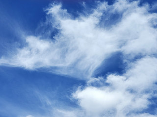 white wispy summer clouds in blue sky