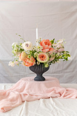 Still life with a beautiful bouquet of flowers