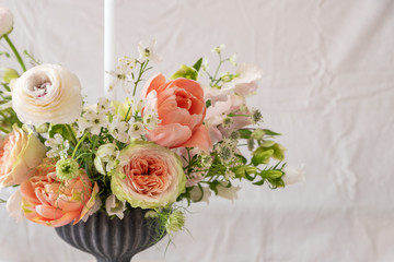 Still life with a beautiful bouquet of flowers
