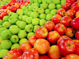 Pile of red and green apples