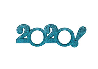 2020 numbers isolated. Two thousand and twentieth New Year! Holiday glasses in the form of figures...