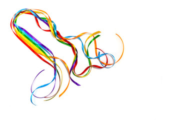 Rainbow color ribbon awareness, symbolic color logo icon for equal rights in love and marriage social equality