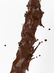 A splash of chocolate. 3d rendering, 3d illustration.