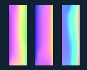 Set of colorful holographic banners