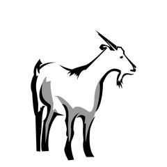 Goat logo stock, goat silhouette, flat design