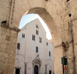 Basilica of Saint Nicholas (Basilica San Nicola) in Bari. Bari, Puglia, Italy, November 23, 2012. Beautiful view of the detail of facade of the church.