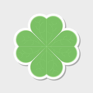 Clover leaf icon. Sticker. Vector illustration on white background