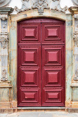 close up on old wooden door.