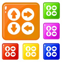 Arrow set icons set collection vector 6 color isolated on white background