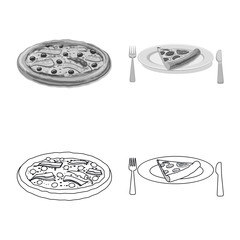 Vector illustration of pizza and food symbol. Set of pizza and italy stock symbol for web.