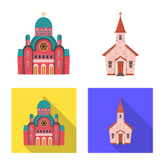 Isolated object of cult and temple symbol. Set of cult and parish vector icon for stock.