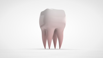 3D illustration of a sick human tooth isolated on a white background. The tooth is red, the idea of disease, health care.