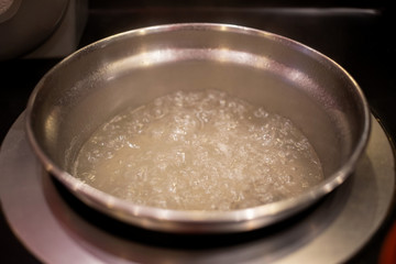 Water boiling in pot, Soup boiling ready to cook