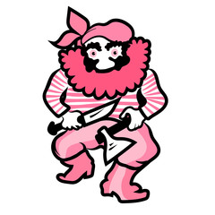 Pirate man. Vector color pink image.