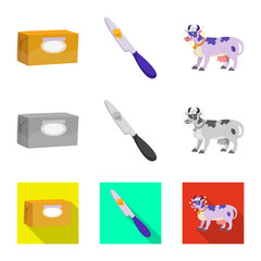 Isolated object of creamy and product icon. Set of creamy and farm vector icon for stock.