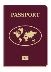 Passport. Cover of a modern biometric passport. Travel and tourism concept. Flat vector.