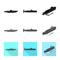 Vector illustration of war  and ship icon. Collection of war  and fleet stock symbol for web.
