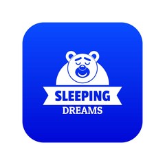 Sleeping dream icon blue vector isolated on white background