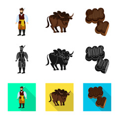 Fototapeta premium Vector design of traditional and tour logo. Collection of traditional and landmarks vector icon for stock.