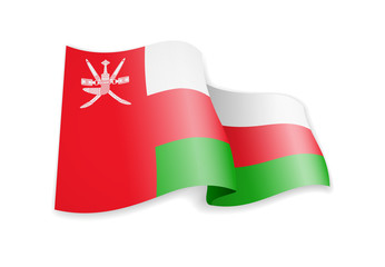 Oman flag in the wind. Flag on white vector illustration