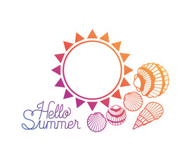 hello summer label with colorful image