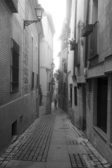 Ciudad de Toledo en la niebla (España)