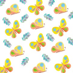 watercolor pattern drawing butterfly plant