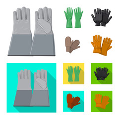 Isolated object of glove and winter sign. Set of glove and equipment stock symbol for web.