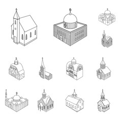 Vector design of architecture and building sign. Collection of architecture and clergy stock vector illustration.