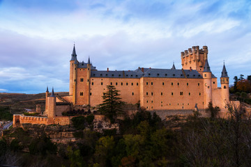 Fototapeta na wymiar twilight view of Alcazar of Segovia