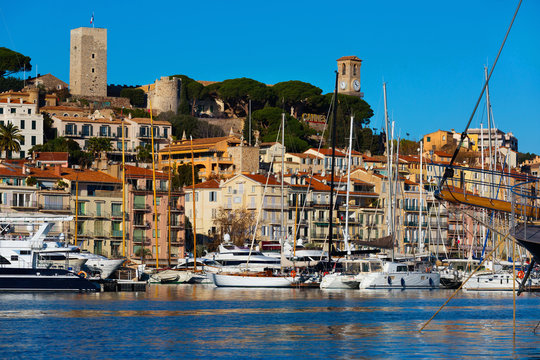 Picture of port of Cannes old city at the French Riviera