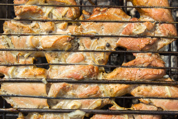 grilled steaks on the lattice