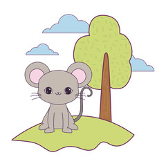 cute mouse animal in landscape