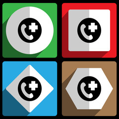 Emergency icon. Vector icons, set of colorful flat design internet symbols. Eps 10 web buttons.