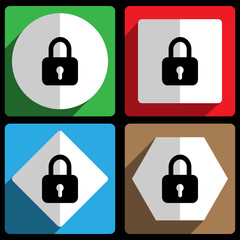 Padlock icon. Vector icons, set of colorful flat design internet symbols. Eps 10 web buttons.