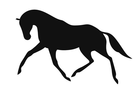 Silhouette of a trotting horse.