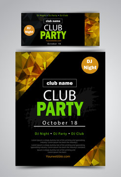 party flyer poster. Futuristic club flyer design template