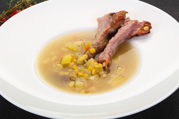 Peas soup with ribs