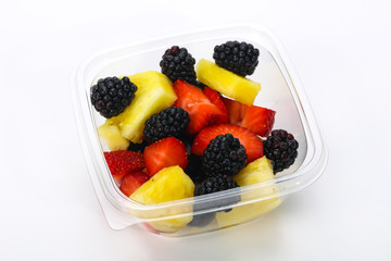 Sliced fruit mix in the box