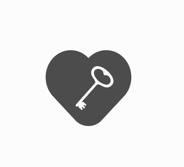 Design flat gray vector icons - heart and key isolated.