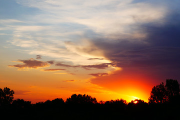 beautiful dramatic sunset summer background