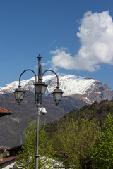 Street Lamp and Mountain View in Bienno